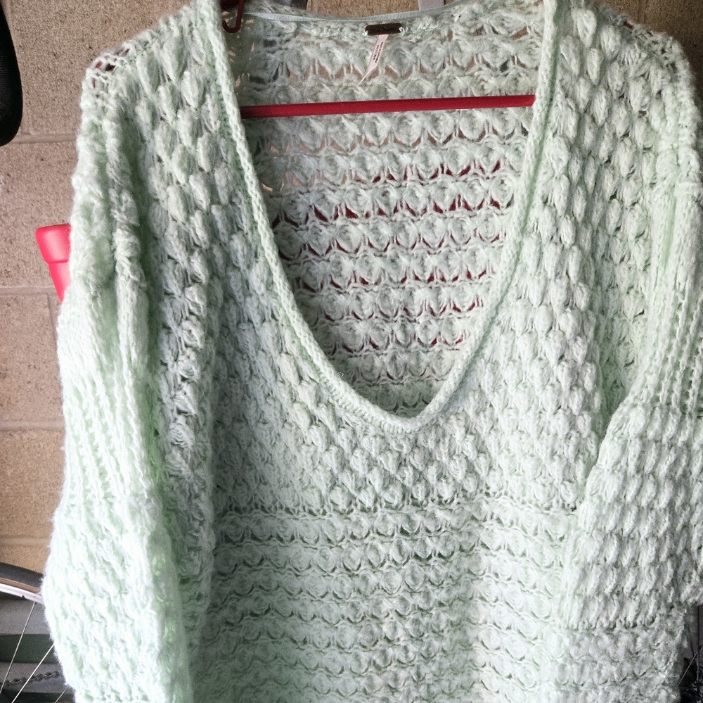 Mint Green Cable Knit Sweater